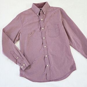 Banana Republic Men's Long Sleeve Button Down Shirt Size Medium Burgundy Check